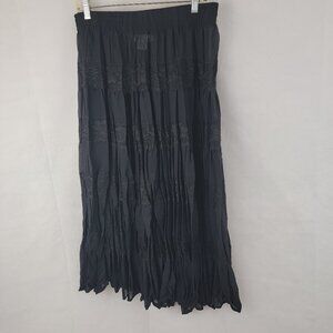 KATHRYN DEENE Womens Skirt Sz 18/20 Sheer BLACK Tiered Lace Whimsigoth Grunge